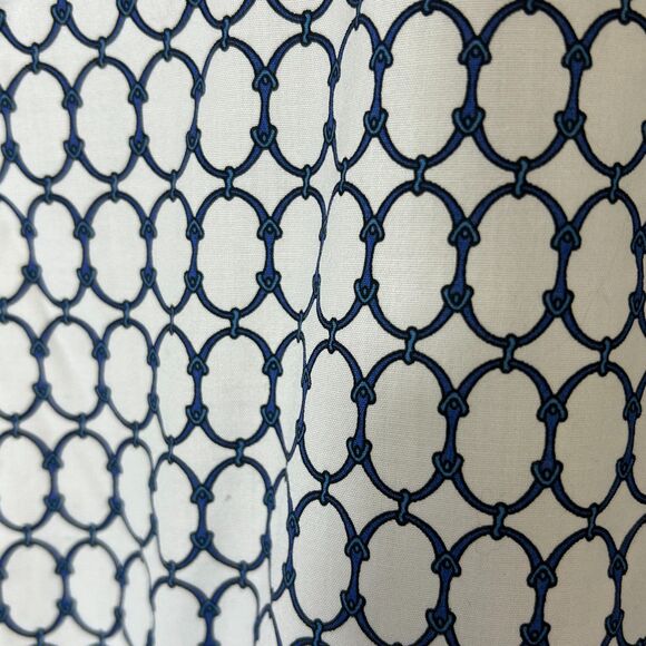 Talbots White Blue Chain Print Wrinkle Resistant LS Button Front Shirt Size 12 - Picture 9 of 15